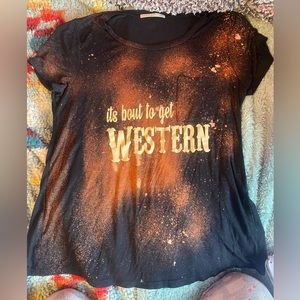 Bleached Custom ‘It’s bout to get western’ t shirt. size MEDIUM.